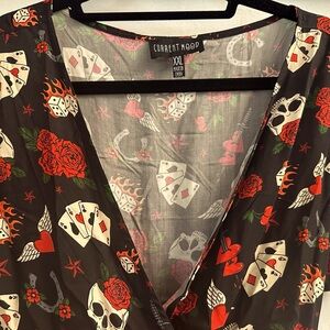 Tattoo Pattern Wrap Mini Dress from Doll’s Kill